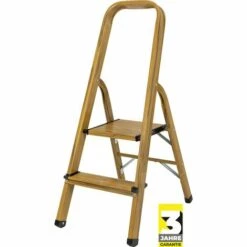 Craftfull Stehleiter CF-133A Aluminium-Haushaltsleiter Klappbar Holzoptik (2 Stufen Holz Edition)