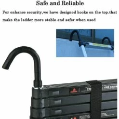 DAY PLUS 3,8M Teleskopleiter Mit Haken, Aluminium Ausziehleiter Rutschfester Klappleiter Mehrzweckleiter Aus Hochwertiges Aluminium Mit EIN-Knopf-Rückzug 330lb Belastbarkeit -Leitern Verkaufsladen 55257452 4