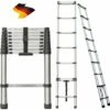 DAY PLUS 2.6m Teleskopleiter Aus Hochwertigem Edelstahl, 9 Stufen Ausziehleiter Rutschfester Klappleiter Stehleiter Mehrzweckleiter | Belastbarkeit Bis Zu 150kg | Sicher Und Zuverlässig Leiter (EN131)