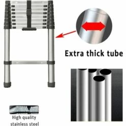 DAY PLUS 2.6m Teleskopleiter Aus Hochwertigem Edelstahl, 9 Stufen Ausziehleiter Rutschfester Klappleiter Stehleiter Mehrzweckleiter | Belastbarkeit Bis Zu 150kg | Sicher Und Zuverlässig Leiter (EN131) -Leitern Verkaufsladen 55257455 4
