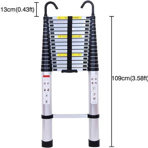DAY PLUS Mehrzweckleiter 6,2m Teleskopleiter Mit Abnehmbarem Haken Alu-Klappleiter Rutschfester Ausziehbare Robust Stehleiter 150 Kg/330 Pfund Belastbarkeit 2 DAY PLUS Mehrzweckleiter 6,2m Teleskopleiter Mit Abnehmbarem Haken Alu-Klappleiter Rutschfester Ausziehbare Robust Stehleiter 150 Kg/330 Pfund Belastbarkeit – Bild 2