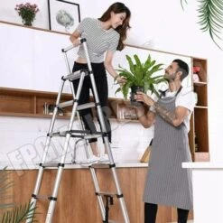 DAY PLUS 2m - 2,3m Teleskopleiter Klappleiter, A-Rahmen Mehrzweckleiter Stehleiter Aus Aluminium, Ausziehleiter Trittleiter Leiter Für Haushalt, Heimwerkerarbeiten (6 + 7 Stufen) -Leitern Verkaufsladen 55257471 3