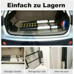DAY PLUS 6,2m Teleskopleiter Klappleiter Alu Mehrzweckleiter Mit 2 Haken, 15 Sprossen, Rutschfest Verlängerungsleiter, Anlegeleiter Aluminium Leiter Haushaltsleiter Für Outdoor & Indoor, 150kg Tragkraft -Leitern Verkaufsladen 55257484 5