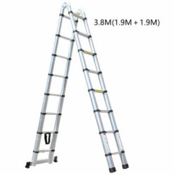 WOTTES Beidseitig Klappbare Aluminium Teleskopleiter Multifunktionale Haushalts Teleskopleiter 150 Kg Maximale Tragfähigkeit 3.8 M (1.9 M + 1.9 M) -Leitern Verkaufsladen 55287955 4