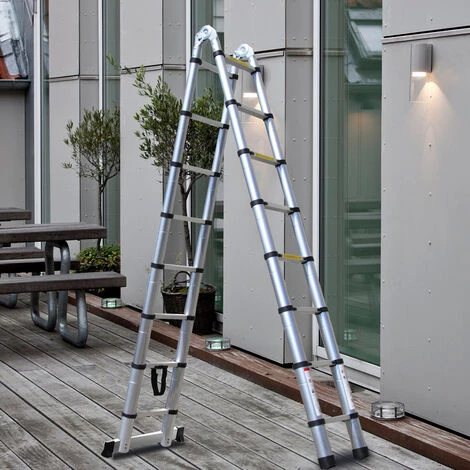 WOTTES Beidseitig Klappbare Teleskopleiter Aluminiumlegierung Multifunktions Teleskopleiter Aluminiumlegierung 150kg 3.8m (1.9m+1.9m) 3 WOTTES Beidseitig Klappbare Teleskopleiter Aluminiumlegierung Multifunktions Teleskopleiter Aluminiumlegierung 150kg 3.8m (1.9m+1.9m) – Bild 3