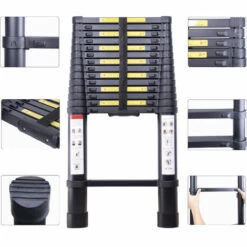 WOTTES Teleskopleiter Aluminium Multifunktionale Tragbare Einseitige Teleskopleiter Außenbereich Maximale Belastung: 150 Kg (4.4 M)