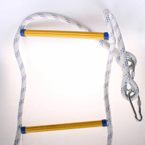 WOTTES Multifunktionale Tragbare Feuerrettungsleiter Faltbare Notleiter Innen Außenbereich Mit Karabiner,3M - Weiß 3 WOTTES Multifunktionale Tragbare Feuerrettungsleiter Faltbare Notleiter Innen Außenbereich Mit Karabiner,3M - Weiß – Bild 3