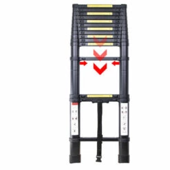 WOTTES Multifunktionale Aluminiumlegierungs Teleskopleiter Außenbereich Tragbare Einzelne Loft Garten Teleskopleiter 3.8 M