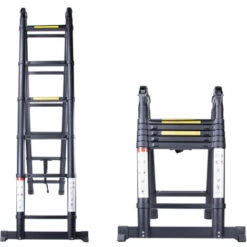WOTTES Multifunktionale Teleskopleiter Aluminium Außenbereich Tragbar Doppelseitig Teleskopleiter Gartendachboden Maximale Belastung: 150 Kg 3.8 M (1.9 M + 1.9 M)