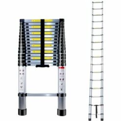 JN.SONGS 4.7M Teleskopleiter Leiter Ausziehbar Aluminium, Mehrzweckleiter Klappleiter, 150 Kg/330 Pfund Belastbarkeit