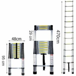 JN.SONGS 4.7M Teleskopleiter Leiter Ausziehbar Aluminium, Mehrzweckleiter Klappleiter, 150 Kg/330 Pfund Belastbarkeit -Leitern Verkaufsladen 55417267 3