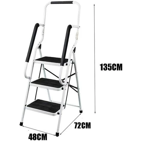 DAY PLUS 3 Stufen Klappleiter Mit Handlauf Trittleiter Klappbar Tragbare Kompakte Leiter Rutschfeste Matte Einfache Aufbewahrung Stehleiter Für Home Kitchen Office DIY 150 Kg Max Belastung 2 DAY PLUS 3 Stufen Klappleiter Mit Handlauf Trittleiter Klappbar Tragbare Kompakte Leiter Rutschfeste Matte Einfache Aufbewahrung Stehleiter Für Home Kitchen Office DIY 150 Kg Max Belastung – Bild 2