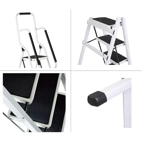 DAY PLUS 3 Stufen Klappleiter Mit Handlauf Trittleiter Klappbar Tragbare Kompakte Leiter Rutschfeste Matte Einfache Aufbewahrung Stehleiter Für Home Kitchen Office DIY 150 Kg Max Belastung 4 DAY PLUS 3 Stufen Klappleiter Mit Handlauf Trittleiter Klappbar Tragbare Kompakte Leiter Rutschfeste Matte Einfache Aufbewahrung Stehleiter Für Home Kitchen Office DIY 150 Kg Max Belastung – Bild 4