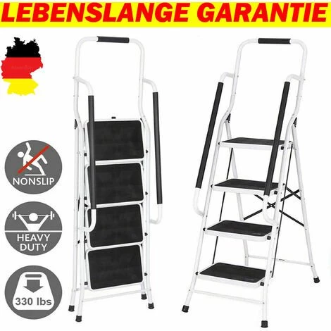 DAY PLUS Schwerlast-Handlauf-Stufenleiter Stahl 4-Stufen-Leiter Mit Handlauf Klappbare Tragbare Leiter Mit Anti-Rutsch-Matte Leiter Für Garage Home Sicherheit Haushalts-Handlauf-Stufenleiter Neu 2 DAY PLUS Schwerlast-Handlauf-Stufenleiter Stahl 4-Stufen-Leiter Mit Handlauf Klappbare Tragbare Leiter Mit Anti-Rutsch-Matte Leiter Für Garage Home Sicherheit Haushalts-Handlauf-Stufenleiter Neu – Bild 2