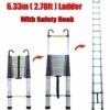 DAY PLUS Neu Mehrzweckleiter 6,2m Teleskopleiter Mit Abnehmbarem Haken Alu-Klappleiter Rutschfester Ausziehbare Robust Stehleiter 150 Kg/330 Pfund Belastbarkeit