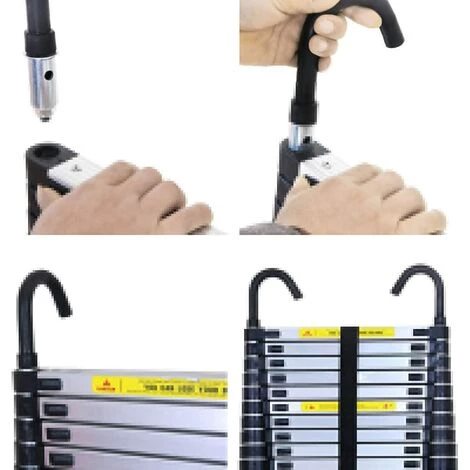 DAY PLUS Neu Mehrzweckleiter 6,2m Teleskopleiter Mit Abnehmbarem Haken Alu-Klappleiter Rutschfester Ausziehbare Robust Stehleiter 150 Kg/330 Pfund Belastbarkeit 5 DAY PLUS Neu Mehrzweckleiter 6,2m Teleskopleiter Mit Abnehmbarem Haken Alu-Klappleiter Rutschfester Ausziehbare Robust Stehleiter 150 Kg/330 Pfund Belastbarkeit – Bild 5