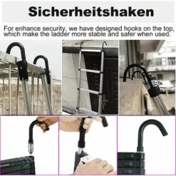 DAY PLUS 6,2m Teleskopleiter Klappleiter Alu Mehrzweckleiter Mit 2 Haken, 15 Sprossen, Rutschfest Verlängerungsleiter, Anlegeleiter Aluminium Leiter Haushaltsleiter Für Outdoor & Indoor, Max 150kg Tragkraft -Leitern Verkaufsladen 56155269 3