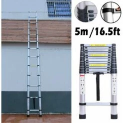 DAY PLUS 2022 Mehrzweckleiter 5m Teleskopleiter Alu-Klappleiter Rutschfester Ausziehbare Robust Stehleiter 150 Kg/330 Pfund Belastbarkeit