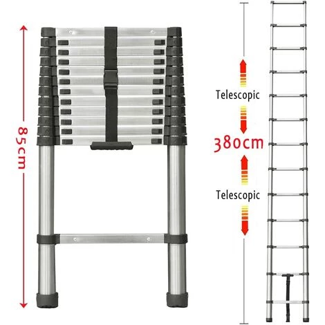 DAY PLUS 12.5FT/3.8m Teleskopleiter Aus Hochwertigem Edelstahl, 13 Stufen Ausziehleiter Rutschfester Klappleiter Stehleiter Mehrzweckleiter | Belastbarkeit Bis Zu 150kg | Sicher Und Zuverlässig Leiter (EN131) 2 DAY PLUS 12.5FT/3.8m Teleskopleiter Aus Hochwertigem Edelstahl, 13 Stufen Ausziehleiter Rutschfester Klappleiter Stehleiter Mehrzweckleiter | Belastbarkeit Bis Zu 150kg | Sicher Und Zuverlässig Leiter (EN131) – Bild 2