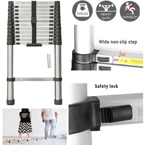 DAY PLUS 12.5FT/3.8m Teleskopleiter Aus Hochwertigem Edelstahl, 13 Stufen Ausziehleiter Rutschfester Klappleiter Stehleiter Mehrzweckleiter | Belastbarkeit Bis Zu 150kg | Sicher Und Zuverlässig Leiter (EN131) 4 DAY PLUS 12.5FT/3.8m Teleskopleiter Aus Hochwertigem Edelstahl, 13 Stufen Ausziehleiter Rutschfester Klappleiter Stehleiter Mehrzweckleiter | Belastbarkeit Bis Zu 150kg | Sicher Und Zuverlässig Leiter (EN131) – Bild 4