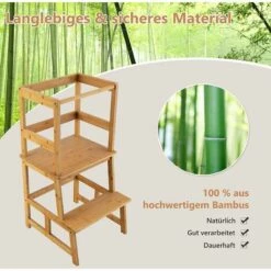 COSTWAY 2 Stufen Lernturm, Lerntower Bis Zu 70 Kg Belastbar, Kinder Tritthocker Aus Bambus, Lernstuhl Küchenhelfer, Kinder Schemel Für Kinder Im Alter Von 18-36 Monaten Natur 7 COSTWAY 2 Stufen Lernturm, Lerntower Bis Zu 70 Kg Belastbar, Kinder Tritthocker Aus Bambus, Lernstuhl Küchenhelfer, Kinder Schemel Für Kinder Im Alter Von 18-36 Monaten Natur -Leitern Verkaufsladen 56345688 3