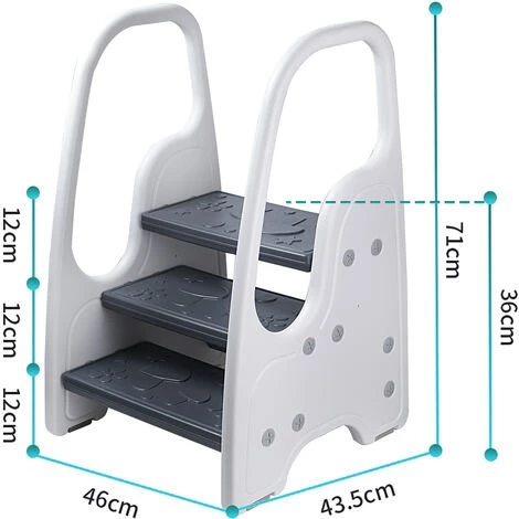 Kinder Tritthocker, Dreistufig Trittschemel, Kinderschemel Aus Kunststoff, Kinderhocker Perfekt Für Kinderzimmer, Küche Und Badezimmer, Weiß Vinteky 2 Kinder Tritthocker, Dreistufig Trittschemel, Kinderschemel Aus Kunststoff, Kinderhocker Perfekt Für Kinderzimmer, Küche Und Badezimmer, Weiß Vinteky – Bild 2