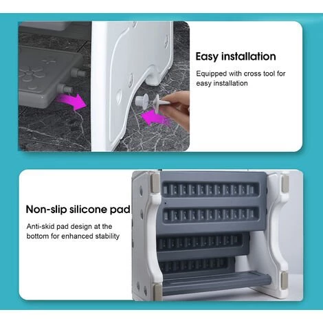 Kinder Tritthocker, Dreistufig Trittschemel, Kinderschemel Aus Kunststoff, Kinderhocker Perfekt Für Kinderzimmer, Küche Und Badezimmer, Weiß Vinteky 4 Kinder Tritthocker, Dreistufig Trittschemel, Kinderschemel Aus Kunststoff, Kinderhocker Perfekt Für Kinderzimmer, Küche Und Badezimmer, Weiß Vinteky – Bild 4