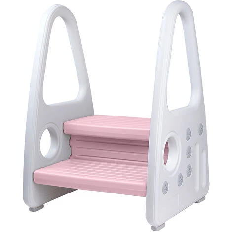 Kinder Tritthocker, 2 Stufiger Trittschemel, Kinderschemel Aus Kunststoff, Trittleiter Perfekt Fuer Kinderzimmer, Küche Und Badezimmer, Weiß + Rosa Vinteky 1 Kinder Tritthocker, 2 Stufiger Trittschemel, Kinderschemel Aus Kunststoff, Trittleiter Perfekt Fuer Kinderzimmer, Küche Und Badezimmer, Weiß + Rosa Vinteky