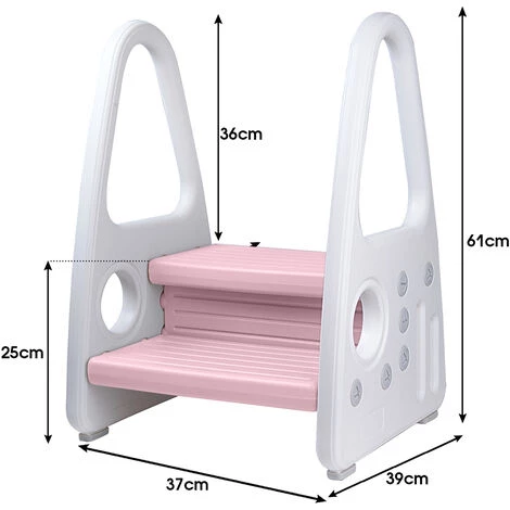 Kinder Tritthocker, 2 Stufiger Trittschemel, Kinderschemel Aus Kunststoff, Trittleiter Perfekt Fuer Kinderzimmer, Küche Und Badezimmer, Weiß + Rosa Vinteky 2 Kinder Tritthocker, 2 Stufiger Trittschemel, Kinderschemel Aus Kunststoff, Trittleiter Perfekt Fuer Kinderzimmer, Küche Und Badezimmer, Weiß + Rosa Vinteky – Bild 2