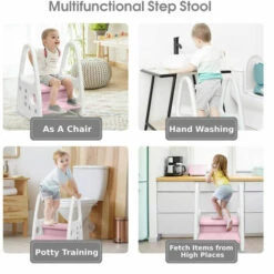 Kinder Tritthocker, 2 Stufiger Trittschemel, Kinderschemel Aus Kunststoff, Trittleiter Perfekt Fuer Kinderzimmer, Küche Und Badezimmer, Weiß + Rosa Vinteky 7 Kinder Tritthocker, 2 Stufiger Trittschemel, Kinderschemel Aus Kunststoff, Trittleiter Perfekt Fuer Kinderzimmer, Küche Und Badezimmer, Weiß + Rosa Vinteky -Leitern Verkaufsladen 56407470 3