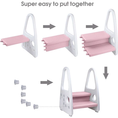 Kinder Tritthocker, 2 Stufiger Trittschemel, Kinderschemel Aus Kunststoff, Trittleiter Perfekt Fuer Kinderzimmer, Küche Und Badezimmer, Weiß + Rosa Vinteky 4 Kinder Tritthocker, 2 Stufiger Trittschemel, Kinderschemel Aus Kunststoff, Trittleiter Perfekt Fuer Kinderzimmer, Küche Und Badezimmer, Weiß + Rosa Vinteky – Bild 4