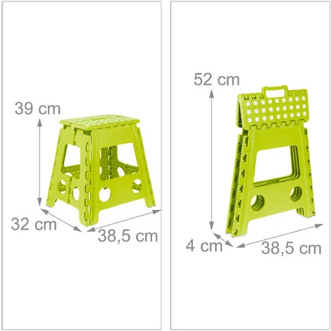 Relaxdays Tritthocker, Klappbar, Rutschfest, 120 Kg Belastbar, Tragegriff, Klapphocker HxBxT 39 X 38,5 X 32 Cm, Hellgrün 5 Relaxdays Tritthocker, Klappbar, Rutschfest, 120 Kg Belastbar, Tragegriff, Klapphocker HxBxT 39 X 38,5 X 32 Cm, Hellgrün – Bild 5