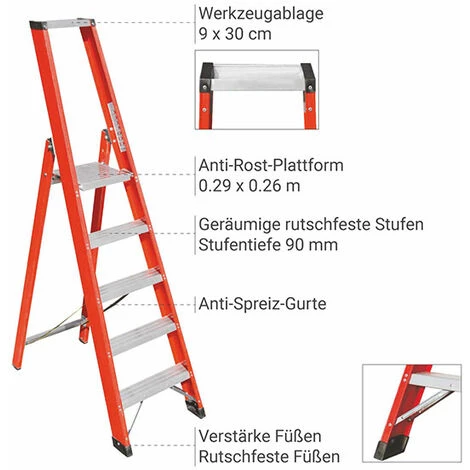 STEHLEITER EXPERTEN - MATISERE Elektrische Isolierte Stehleiter 4 Stufen - Maximale Arbeitshöhe 2.93m - SCAV026/04 2 STEHLEITER EXPERTEN - MATISERE Elektrische Isolierte Stehleiter 4 Stufen - Maximale Arbeitshöhe 2.93m - SCAV026/04 – Bild 2