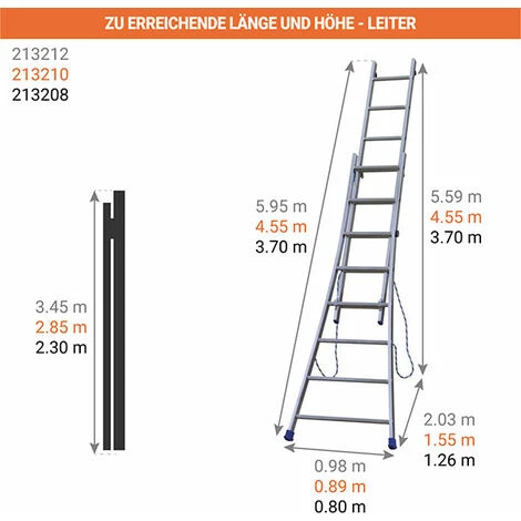 CENTAURE Mehrzweckleiter 2-teilig Mit Ausgestelltem Fuß - Lang 3.70m - 213208 2 CENTAURE Mehrzweckleiter 2-teilig Mit Ausgestelltem Fuß - Lang 3.70m - 213208 – Bild 2