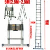 DAY PLUS Teleskopleiter 5m Höhe Klappbar Mit Stabilisator, Rutschfester Klappleiter Stehleiter Mehrzweckleiter Aus Hochwertiges Edelstahl, Maximale Belastung 150 Kg (2,5+2,5m)A-FRAME 16.5FT