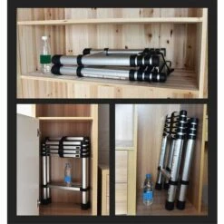 DAY PLUS 1,7m+2m Teleskopleiter Mehrzweckleiter Für Dachboden/Kletterdach/Büronutzung/Baujob Ausziehbar Aluleiter Rutschfeste -Leitern Verkaufsladen 58204204 4