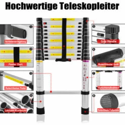 UISEBRT Aluminium Teleskopleiter Klappbar 3,8m Multifunktionsleiter Aluleiter Klappleiter 150 Kg Belastbarkeit (3,8m) 7 UISEBRT Aluminium Teleskopleiter Klappbar 3,8m Multifunktionsleiter Aluleiter Klappleiter 150 Kg Belastbarkeit (3,8m) -Leitern Verkaufsladen 59928559 3