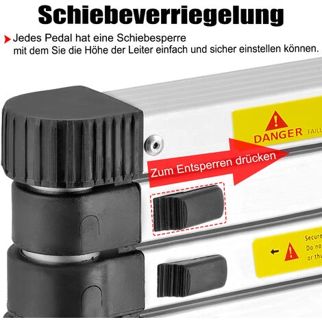 UISEBRT Aluminium Teleskopleiter Klappbar 3,8m Multifunktionsleiter Aluleiter Klappleiter 150 Kg Belastbarkeit (3,8m) 4 UISEBRT Aluminium Teleskopleiter Klappbar 3,8m Multifunktionsleiter Aluleiter Klappleiter 150 Kg Belastbarkeit (3,8m) – Bild 4