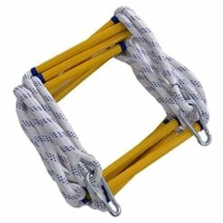 AXHUP Feuerfeste Rettungsleiter, 20M Sicherheitsleitern Mit Haken Für 7 Stockwerke, Balkon Rettungsleiter Bis Zu 200 Kg Tragfähigkeit (Gelb)