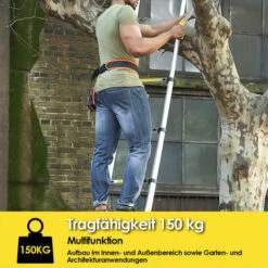 Wolketon Teleskopleiter Ausziehleiter Bix 150kg Stabil Aluminium Stehleiter 3.8m -Leitern Verkaufsladen 60140405 5