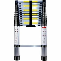 PETITES ECREVISSES Teleskopleiter 4,7m Ausziehbare Leiter Mehrzweckleiter Für Dachboden Kletterdach Büronutzung Baujob Standard EN131 Max 150kg