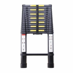 PETITES ECREVISSES Professional Teleskopleiter 4,4M Schwarze Multifunktionale Ausziehbar Aluleiter Maximale Belastung 150 Kg Für Bauarbeiten Wartung Kommissionierung