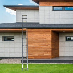 PETITES ECREVISSES Professional Teleskopleiter 4,4M Schwarze Multifunktionale Ausziehbar Aluleiter Maximale Belastung 150 Kg Für Bauarbeiten Wartung Kommissionierung -Leitern Verkaufsladen 60934505 5