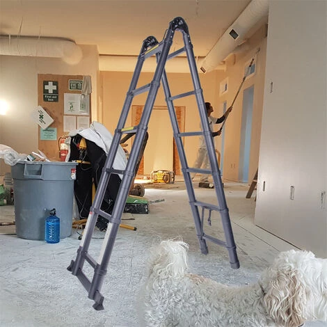 PETITES ECREVISSES 3,8M Teleskopleiter Klappleiter Ausziehbare Leiter Aus Aluminium Max 150kg Zertifizierung: EN131 5 PETITES ECREVISSES 3,8M Teleskopleiter Klappleiter Ausziehbare Leiter Aus Aluminium Max 150kg Zertifizierung: EN131 – Bild 5