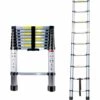 PETITES ECREVISSES Teleskopleiter 2m Ausziehbare Leiter Mehrzweckleiter Für Dachboden Kletterdach Büronutzung Baujob Standard EN131 Max 150kg