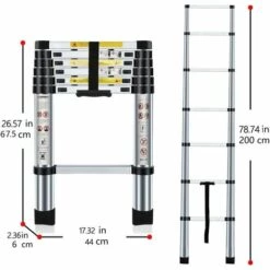 PETITES ECREVISSES Teleskopleiter 2m Ausziehbare Leiter Mehrzweckleiter Für Dachboden Kletterdach Büronutzung Baujob Standard EN131 Max 150kg -Leitern Verkaufsladen 60935168 5