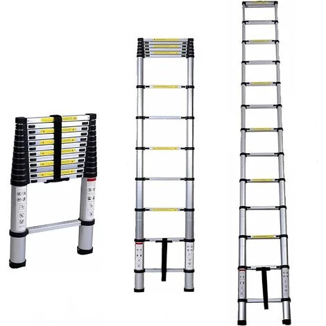 DAY PLUS 12.5FT Alu Teleskopleiter 3,8M Ausziehbare Leiter, Klappleiter Stehleiter Rutschfester, Aus Hochwertigem Aluminium, Ausziehleiter Mehrzweckleiter, Haushaltsleiter 150 Kg Belastbarkeit 1 DAY PLUS 12.5FT Alu Teleskopleiter 3,8M Ausziehbare Leiter, Klappleiter Stehleiter Rutschfester, Aus Hochwertigem Aluminium, Ausziehleiter Mehrzweckleiter, Haushaltsleiter 150 Kg Belastbarkeit