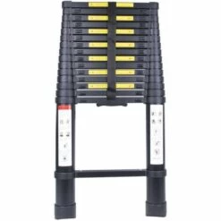 JN.SONGS 5.0m Teleskopleiter Aluminium Dachleiter EN131 Mit 15 Stufen Mehrzweckleiter Klappleiter Belastbarkeit 150 Kg, Schwarz