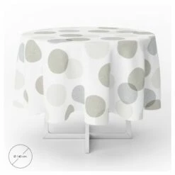 ORYX Mantel Hule Redondo Circulos Beige Impermeable Antimanchas Pvc Ø 140 Cm. Uso Interior Y Exterior