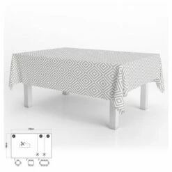 ORYX Mantel Hule Rectangular Rombos Grises Impermeable Antimanchas Pvc 140x250 Cm. Recortable Uso Interior Y Exterior
